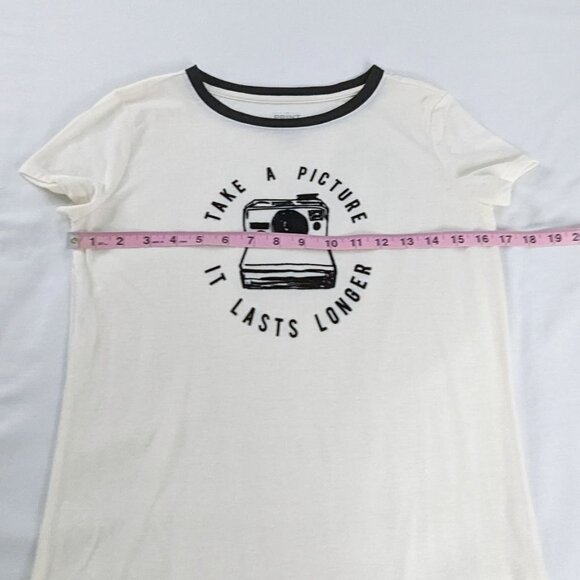Retro Polaroid Take A Picture It Lasts Longer Black and White Graphic Tee - Picture 5 of 6